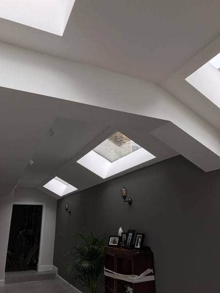 rooflights installed in side extension